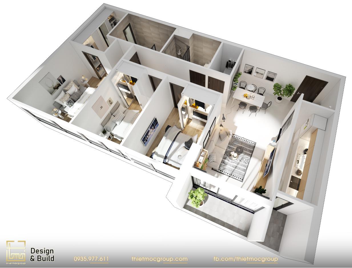 THIẾT KẾ NỘI THẤT CĂN HỘ, CHUNG CƯ 2 PHÒNG NGỦ 27 thiet ke noi that can ho chung cu 4