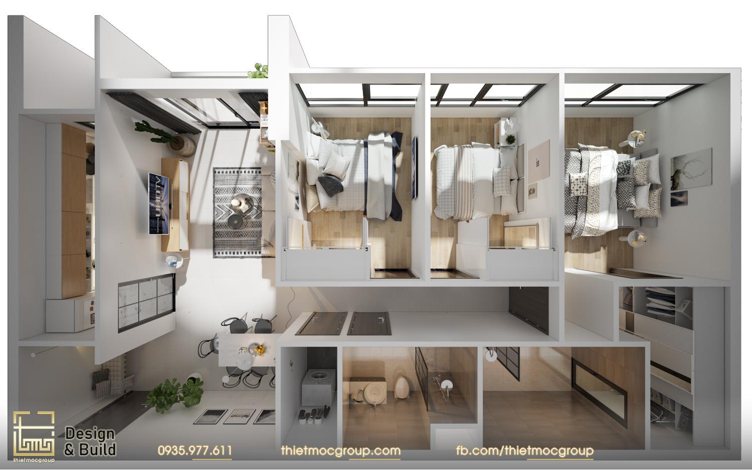 THIẾT KẾ NỘI THẤT CĂN HỘ, CHUNG CƯ 2 PHÒNG NGỦ 26 thiet ke noi that can ho chung cu 5